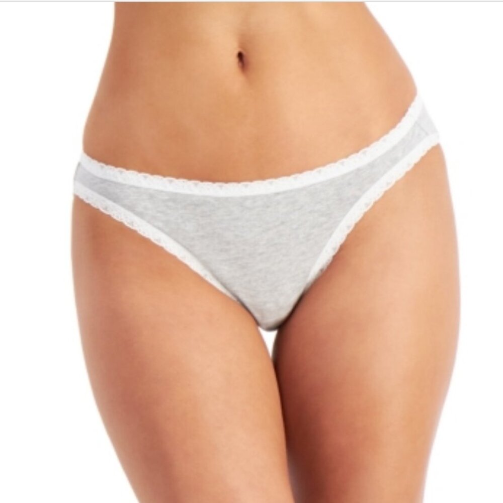 Jenni Women's Lace Trim Bikini Underwear, Sleep Grey Hthr